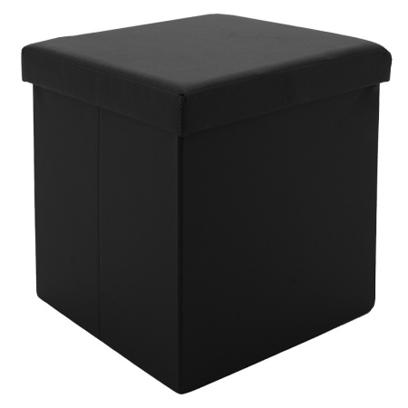 Табуретка-ракла за антре с място за съхранение Crystal от еко кожа черен 38x38x38см
