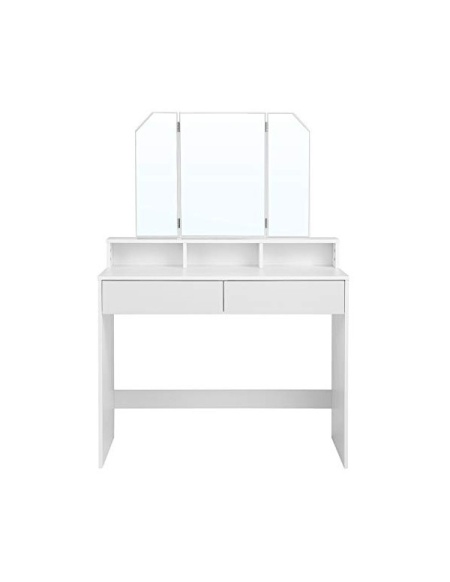 Тоалетна маса Vasagle с огледало, бяла, RDT115W01, 40 x 100 x 142 см