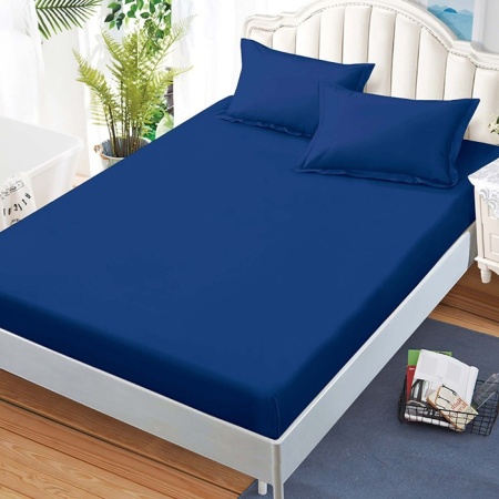 Чаршаф с ластик и 2 калъфки за възглавници Junne Navy Blue 180x200 cm (Finet)