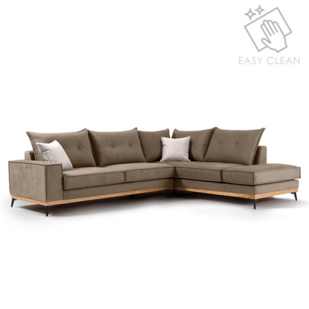 Ъглов диван ляв ъгъл Luxury II Мока - Крем - Черен 290x235x90 см