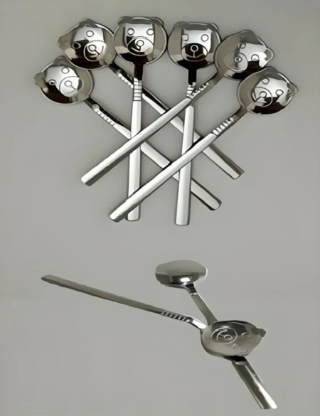 Set лъжици мечета 6 броя d95 Сребрист 11x2.5 см