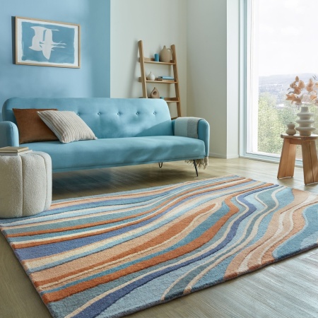 Абстрактен килим Flow Abstract Flow Blue 120x170 cm, Flair Rugs