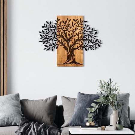 Декорация за стена от дърво и метал Sogut Black 72x58 cm