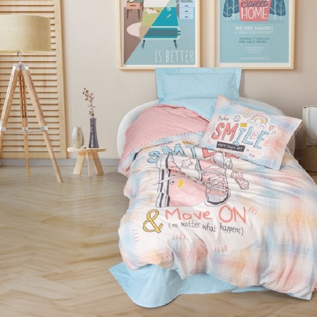 Детско бельо с ластик 100x200 Smile Mint (100% памук)
