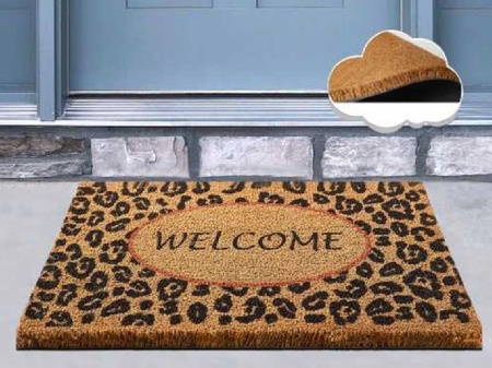 Изтривалка за вход Welcome Leopard, 40x60 см, от кокосови влакна