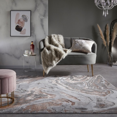 Килим с мраморен ефект, Marbled, Flair Rugs, розов, 120x170 см