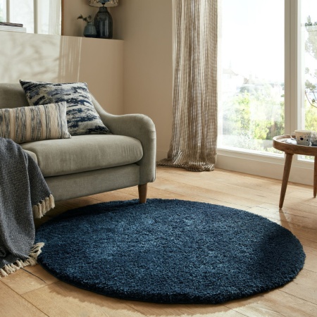 Килим Feather Soft тъмносин 133X133 см, кръгъл, Flair Rugs