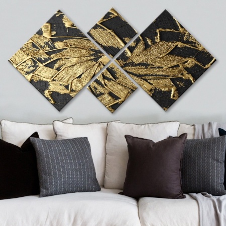 Комплект картини от платно (4 части) 4MDF700733563 Многоцветен 60x115 cm