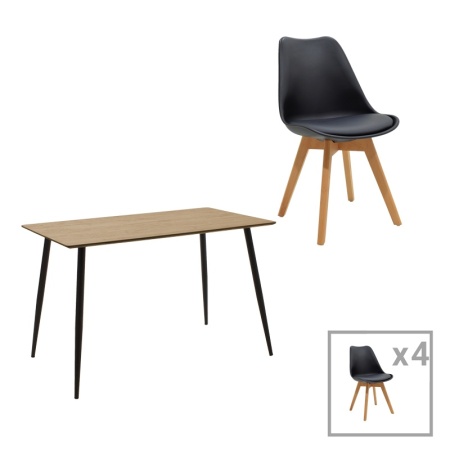 Комплект маса и столове 5 части Cuba Pako Pako World Black 120x70x76 cm