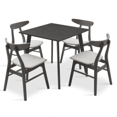 Комплект маса и столове Benson-Orlean 5 части сив рустик 80x80x75 см