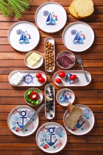 Комплект съдове за закуска, 14 части KAHSER14 Бял 19x19x1 см