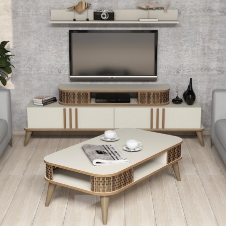 Комплект ТВ шкаф и холна маса Living Eyl&uuml;l Cream