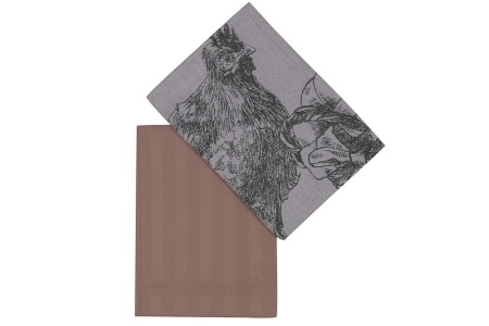 Комплект 2 Кухненски кърпи Нели Кафяви 50x70 см (100% Памук)