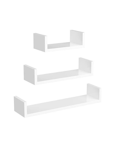 Комплект 3 висящи рафта, Songmics, LWS66W, Бял, 30/45/60 см
