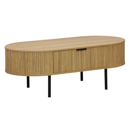 Масичка за кафе Сканди MDF цвят естествено дърво с метални крака 118x60x44см