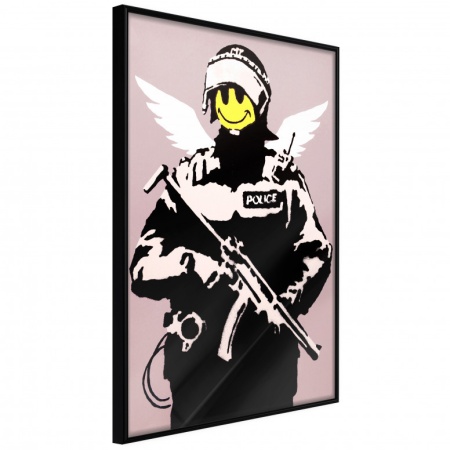 Постер - Banksy: Летящ медник, с черна рамка, 30x45 см