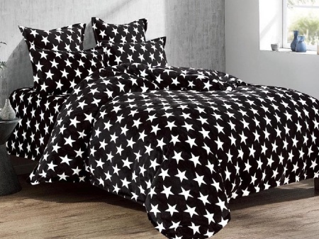 Спално бельо с ластик 180x200 cm, Afua Black 6 броя (Cocolino)
