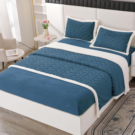 Спално бельо с ластик 180x200 Comfy V4 тъмносин (Коколино)