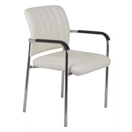 Стол за подреждане с хромирани крака от бяла екокожа Cazen 55x49x84 cm