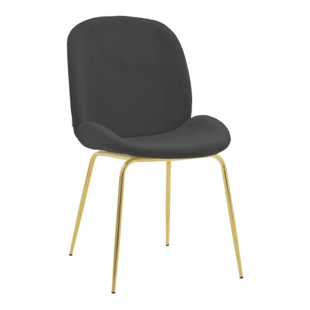 Стол Maley тъмно сиво кадифе и златист метал 47x60x90 cm