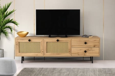 ТВ шкаф Hapsiyas180 Дъб-Черен