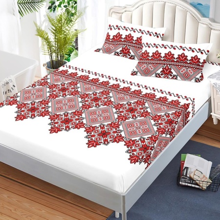 Чаршаф с ластик и 2 калъфки за възглавници Etno V2 180x200 cm (Finet)