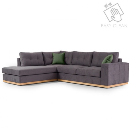 Ъглов диван десен ъгъл Бостън тъмен сив - Натурален 280x225x95 см