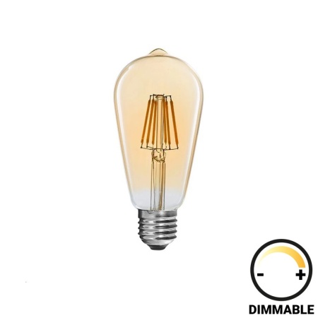 LED крушка ST64 с възможност за димиране 8W E27 кехлибар 6.4x6.4x14.7 cm