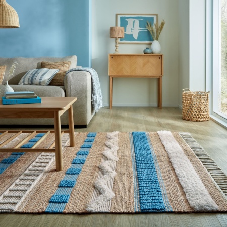 Medina Jute Blue Килим от юта Medina Blue 120x170 cm, Flair Rugs