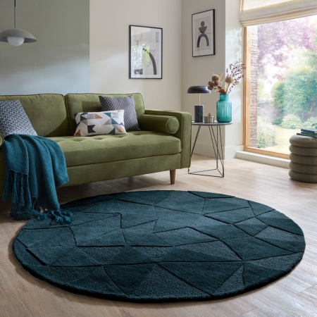 Shard Кръгъл килим Shard Navy Blue 160x160 cm, Flair Rugs