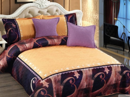 Капитонирано покривало 5 части Сепия 230x250 см (катифе)
