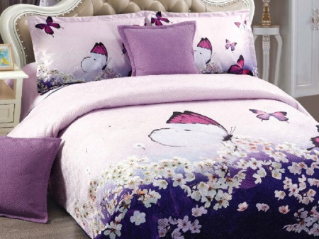 Капитонирано покривало 5 части Purple Field 230x250 см (катифе)