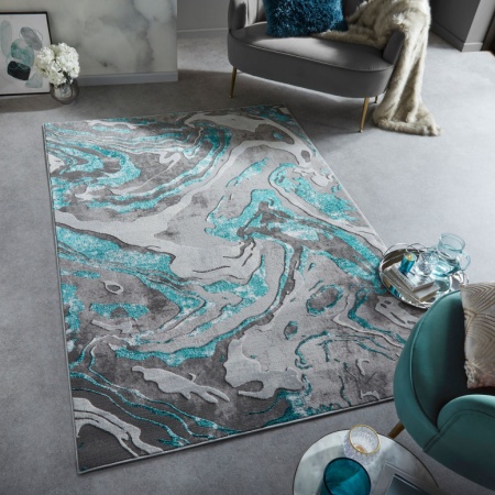 Килим Мраморен ЗЕЛЕН СМАРАГД 80X150 см, Flair Rugs