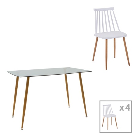 Комплект маса и столове от 5 части Chloe-Aurora I White 120x70x75 cm