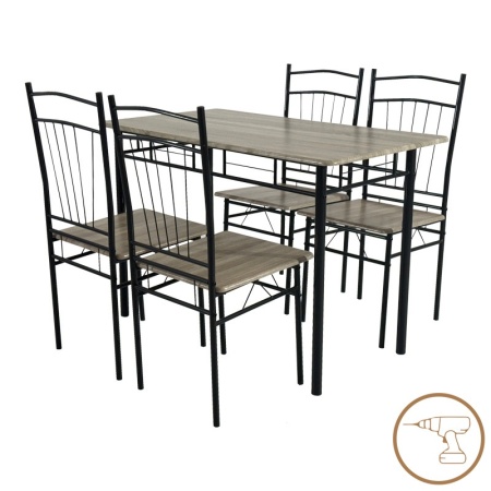 Комплект маса и столове от 5 части Reforia Grey 110x60x74 cm