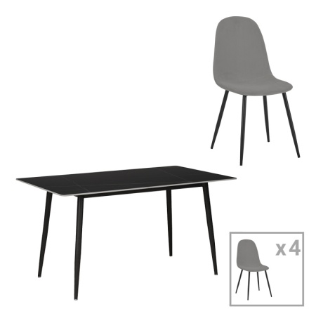 Комплект маса и столове 5 части Bella Pako World Light grey 120x60x75 cm