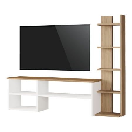 Комплект мебели за всекидневна, Perla, Pako World, бяло-естествен цвят, 120x29x41 см