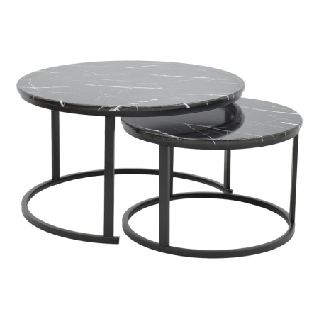Комплект от 2 масички за кафе Revelon MDF мрамор черни 80x80x45 cm