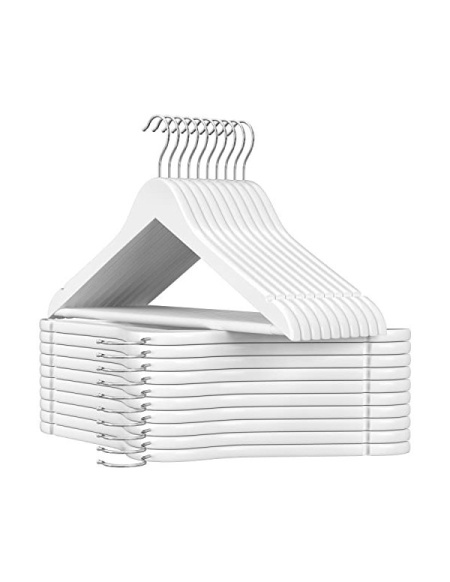 Комплект 20 закачалки от дърво, Songmics, CRW03W-20, Бял