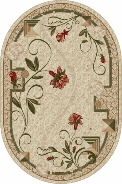Модерен килим, Лотос 587, Крем / Бежов, Овал, 60x110 см, 1800 гр/м²
