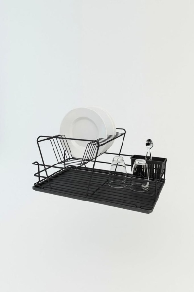 Рафт за отцеждане на съдове SM005 Черен 47x32x24 см