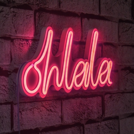 Светеща LED декорация за стена Oh La La Розова 36x15x2 см