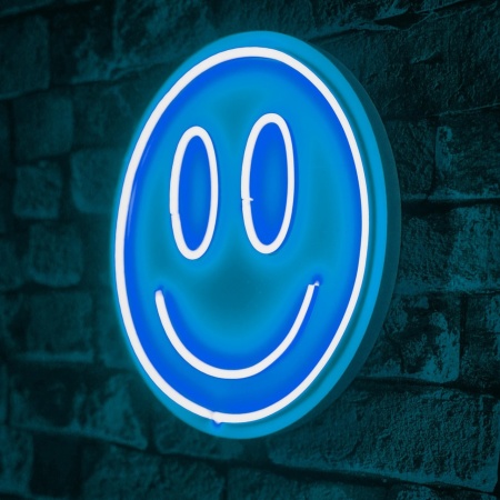 Светеща LED декорация за стена Smiley Синя 27 см