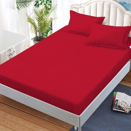 Чаршаф с ластик и 2 калъфки за възглавници Junne Red 180x200 cm (Finet)