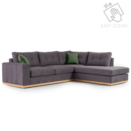 Ъглов диван ляв ъгъл Бостън тъмен сив - Натурален 280x225x95 см