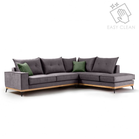 Ъглов диван ляв ъгъл Luxury II тъмен сив - тъмен зелен - черен 290x235x90 см