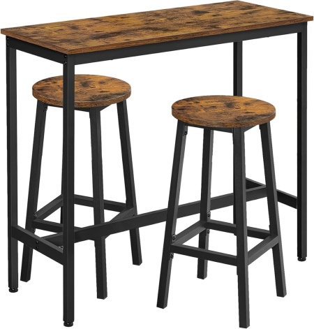 Set masa de bar si 2 scaune de bar Vasagle Maro, 40 x 100 x 90 cm