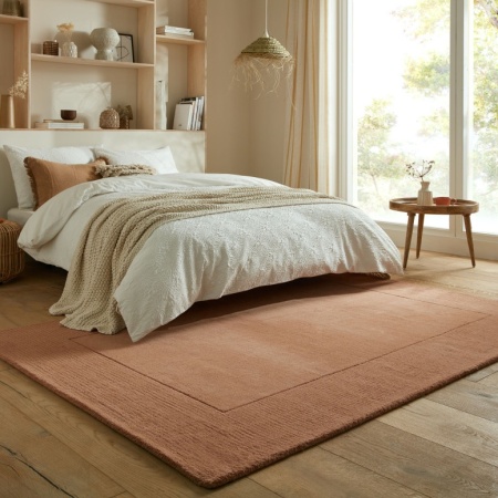 Вълнен килим с бордюр, Textured Wool Border, Flair Rugs, оранжев, 200x290 см