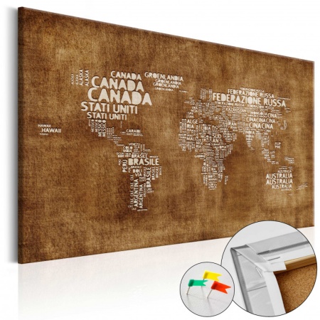 Картина от корк - Изгубената карта [Коркова карта - италиански текст] 90x60 см
