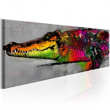 Картина - Цветен алигатор 120x40 см